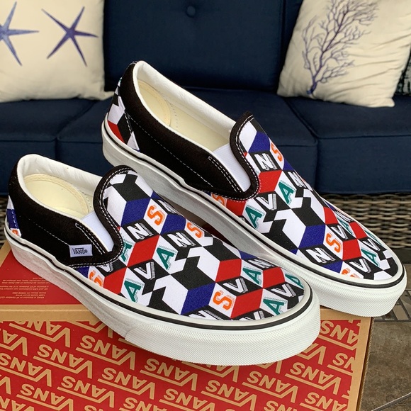 VANS CLASSIC SLIP ON CHECKER CUBE MULTI/TRWHT MENS - Picture 8 of 16